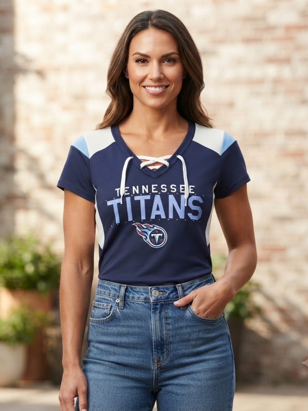 NFL Women's Navy and Light Blue Tennessee Titans Jersey